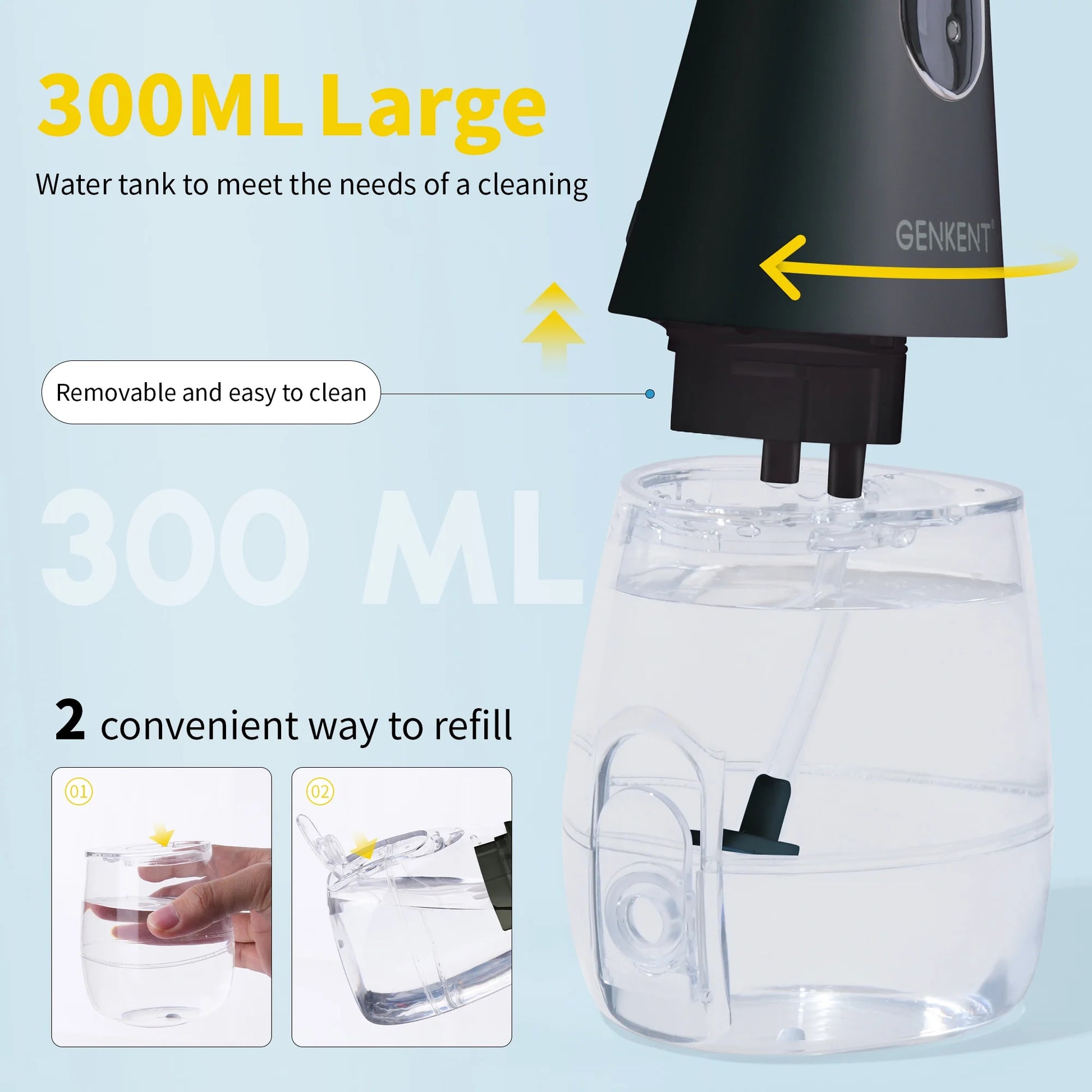 Water Flosser for Teeth, Cordless Dental Flosser 3 Modes 5 Tips Rechargeable, Black